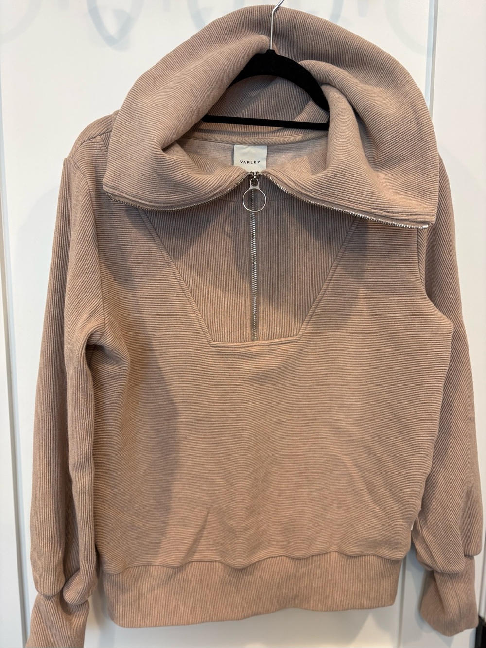 Varley Dusty Taupe Half-Zip Funnel Neck Pullover
